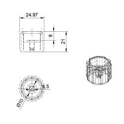 copy of 2x Absperrhahn Drehgriff Drehknauf für 5mm 4-Kant Vierkant